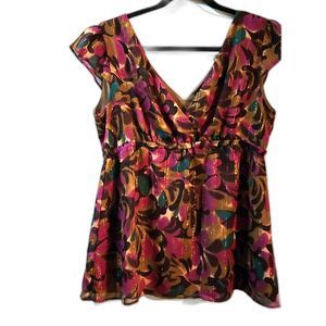New York & Company, Colorful short sleeve blouse size Large